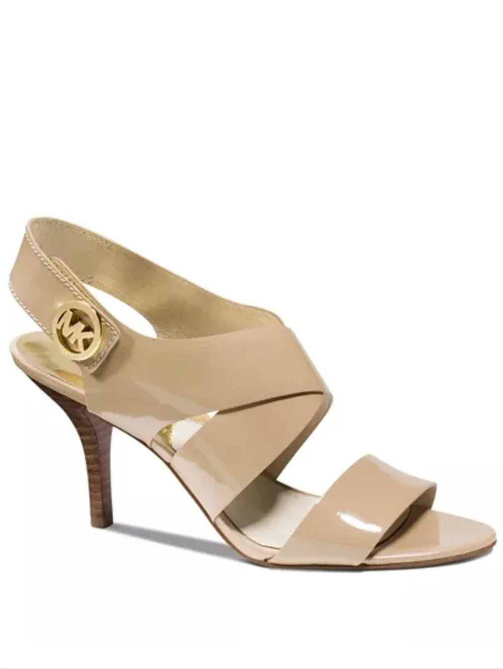 Michael Michael Kors Heels Women's 7.5 Nude Patent Leather Joselle Open Toe